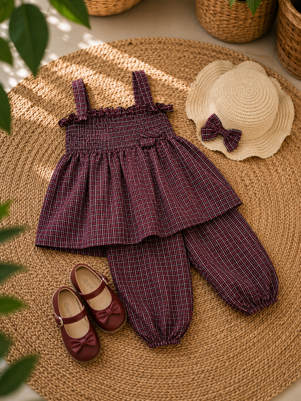 Berry Check Adventure Set | Premium Kidswear by Amoura Kids