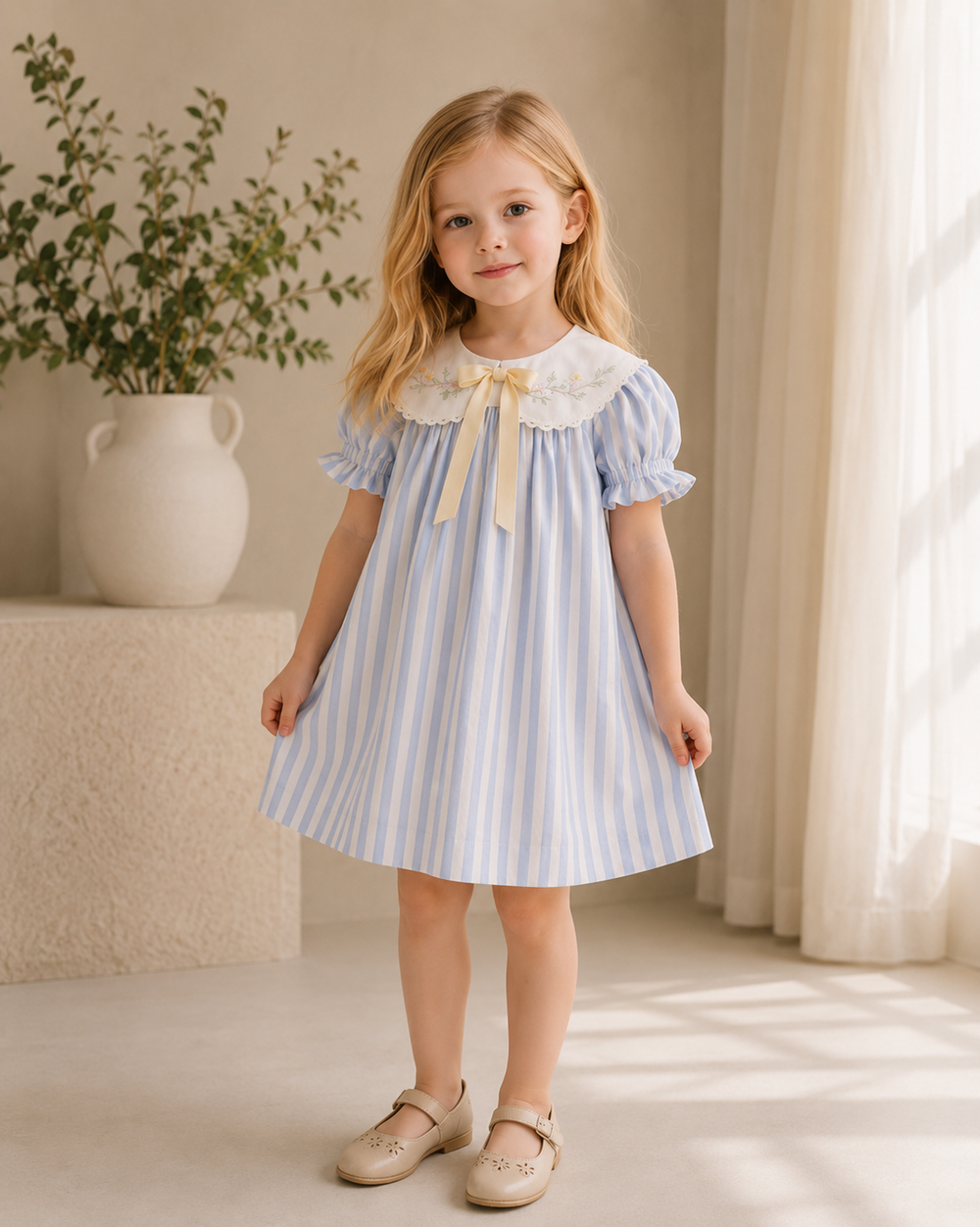 Blue Sky Ribbon Dress | Premium Kidswear by Amoura Kids