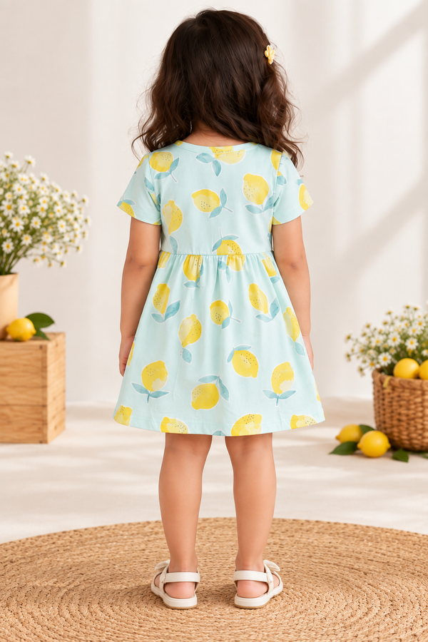 Lemon Bloom Cotton Frock | Kidswear by Amoura Kids