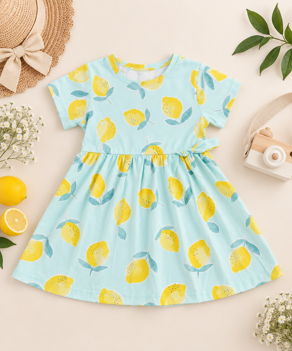 Lemon Bloom Cotton Frock | Kidswear by Amoura Kids