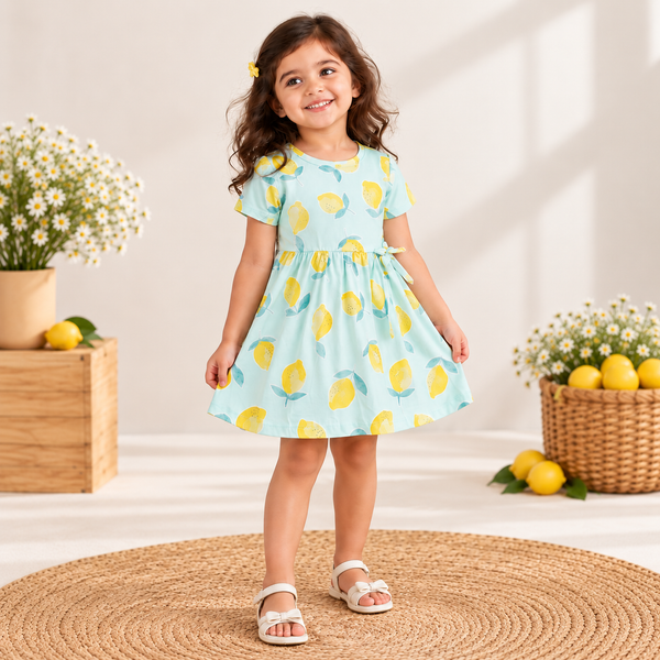 Lemon Bloom Cotton Frock | Kidswear by Amoura Kids
