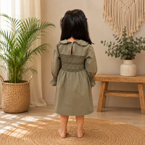 Olive Woodland Dress | Premium Kidswear by Amoura Kids