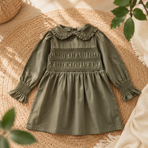 Olive Woodland Dress | Premium Kidswear by Amoura Kids
