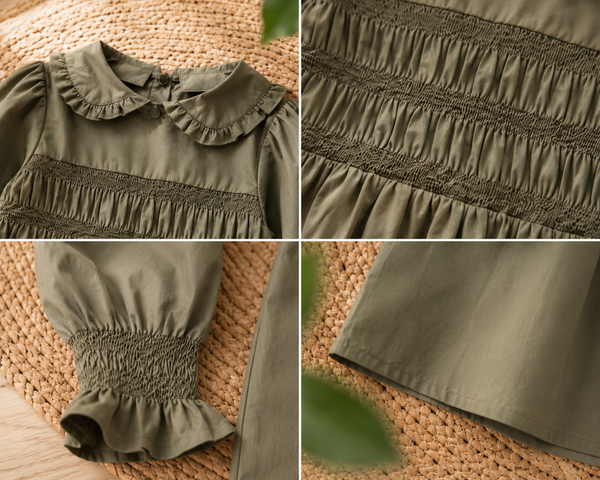 Olive Woodland Dress | Premium Kidswear by Amoura Kids