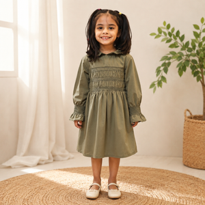 Olive Woodland Dress | Premium Kidswear by Amoura Kids
