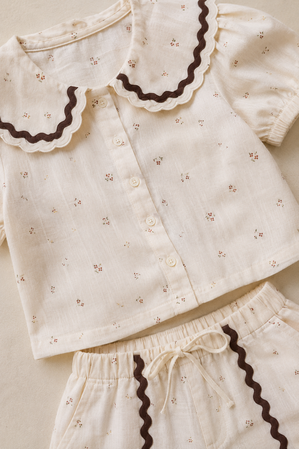 Cocoa Lace Charm Set | Premium Kidswear by Amoura Kids