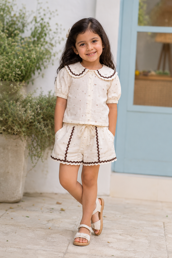 Cocoa Lace Charm Set | Premium Kidswear by Amoura Kids
