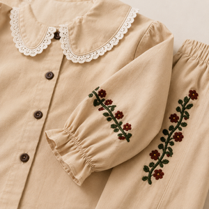 Blossom Beige Heritage Set | Premium Kidswear by Amoura Kids