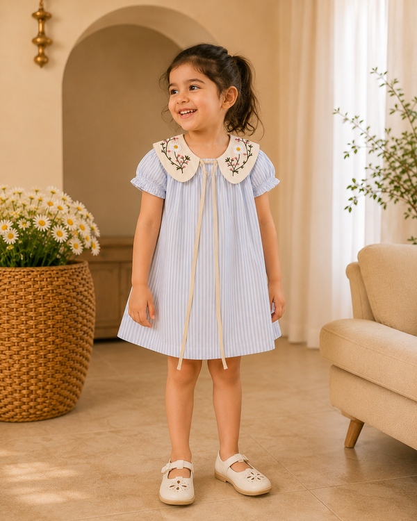 Blue Sky Ribbon Dress | Premium Kidswear by Amoura Kids